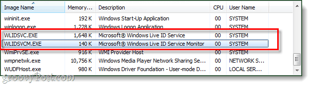 Služby Windows wlidsvc.exe wlidsvcm.exe