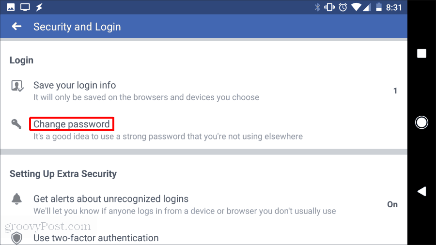 facebook změnit heslo