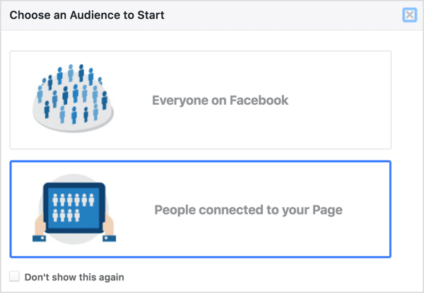 Ve službě Facebook Audience Insights vyberte lidi připojené k vaší stránce.