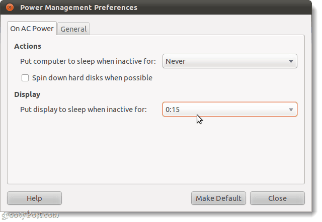 Přepněte displej do režimu spánku, správu napájení Ubuntu