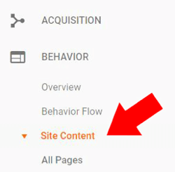 V části Chování v Google Analytics zvolte Obsah webu> Všechny stránky.