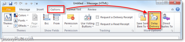 tlačítko zpoždění doručení v aplikaci Outlook 2010