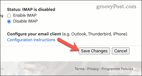 Uložit změny Gmailu