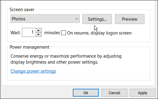 kliknutím na nastavení nastavte fotografie jako spořič obrazovky ve Windows 11