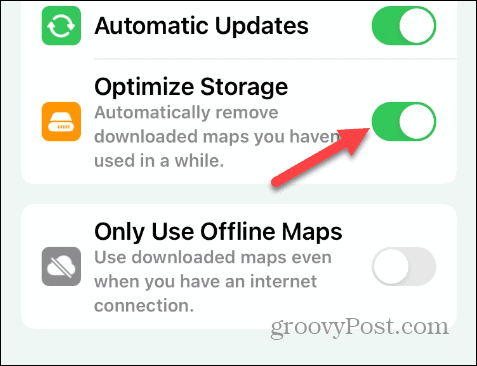 optimalizovat ukládání offline map