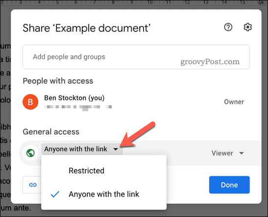 Nastavte oprávnění ke sdílení pro Dokumenty Google