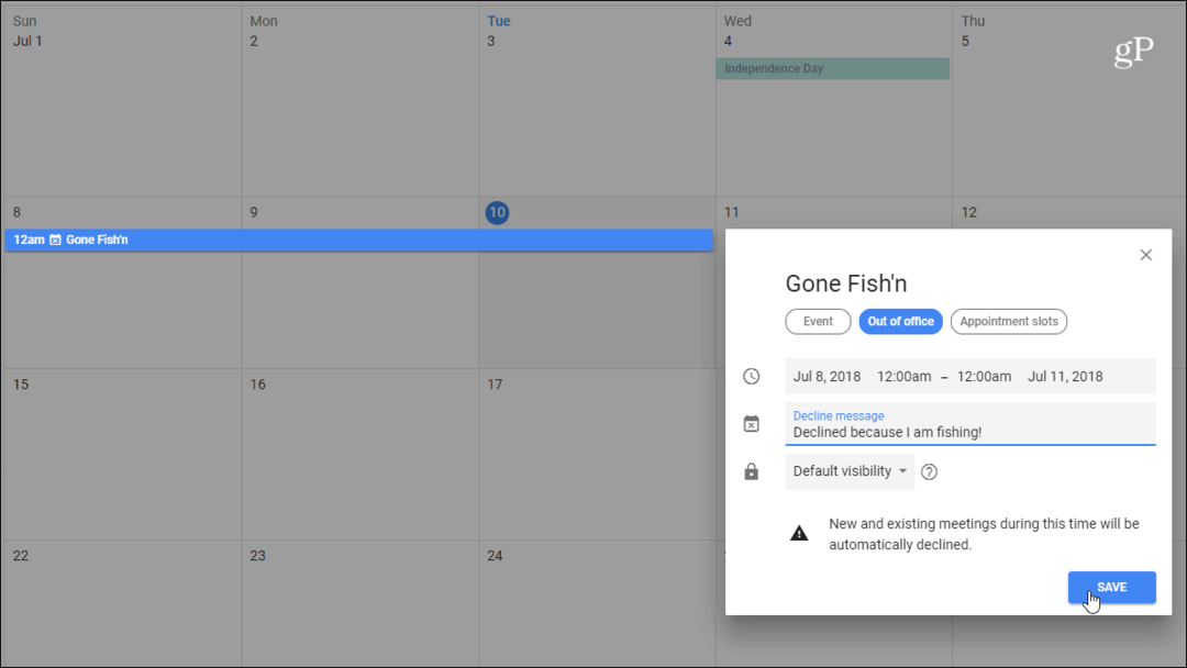 Jak používat režim mimo kancelář s Kalendářem Google