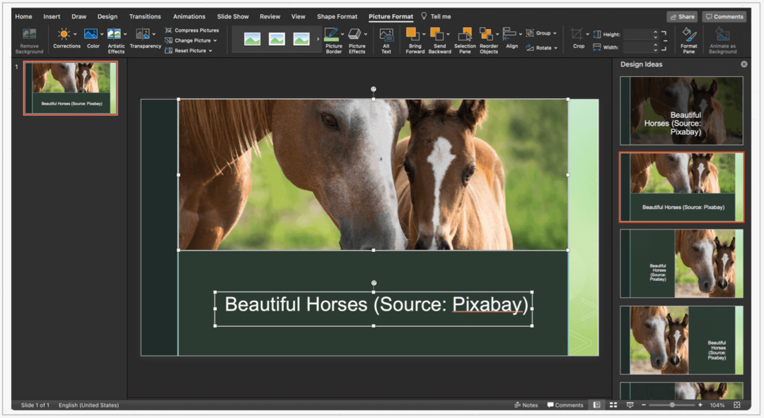 Jak přidat titulky obrázků aplikace Microsoft PowerPoint