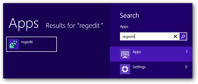Windows 8 aplikace regedit