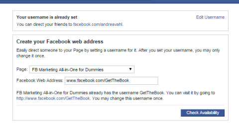 změna adresy URL na Facebooku