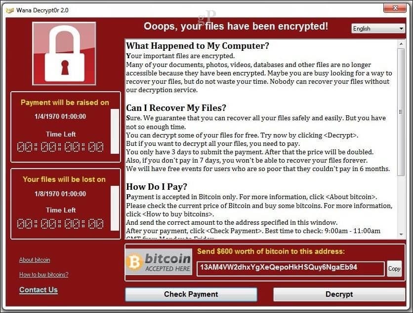 Společnost Microsoft vydává nouzovou aktualizaci zabezpečení pro Wanacrypt Ransomware