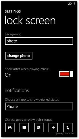 Windows Phone 8 přizpůsobuje možnosti obrazovky zámku