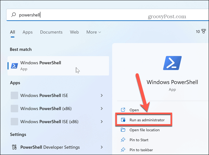 Windows 11 spusťte powershell jako správce