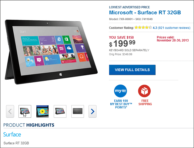 Nejlepší nákup Black Friday Deal: Microsoft Surface RT 32 GB $ 199