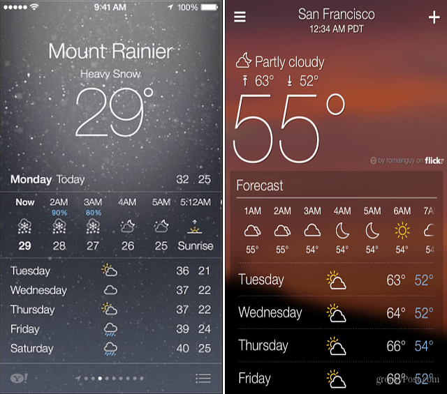 Yahoo a iOS 7 Weather Apps