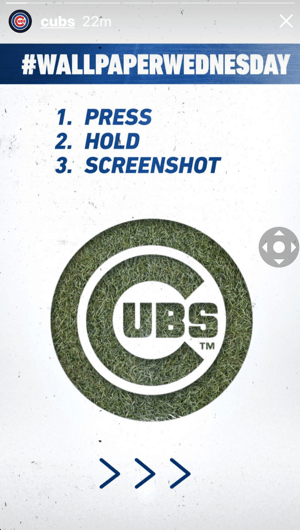 Jak zlepšit zapojení příběhu Instagramu, doručit obsah pro snímky obrazovky, příklad 1 tapet Cubs