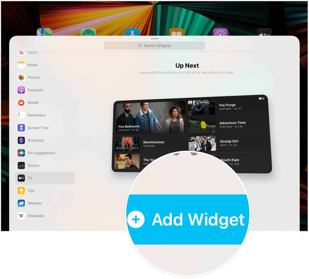 iPad přidat widget