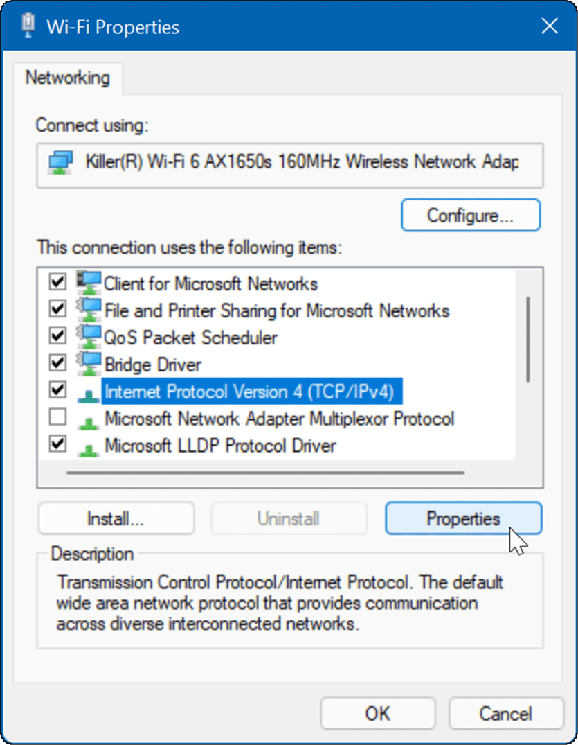 Vlastnosti wi-fi opravují pomalý internet v systému Windows 11