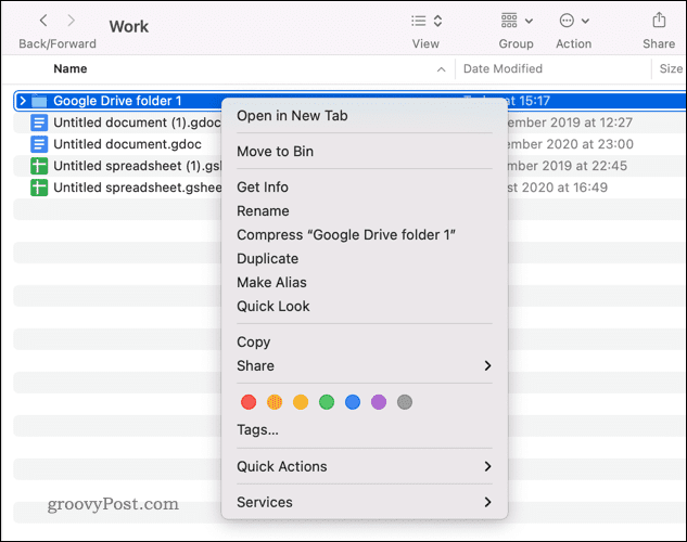 Kopírování složky na Disku Google na Macu