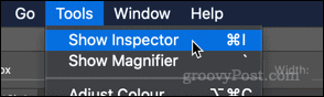 Zobrazit možnost Inspector v aplikaci MacOS Preview
