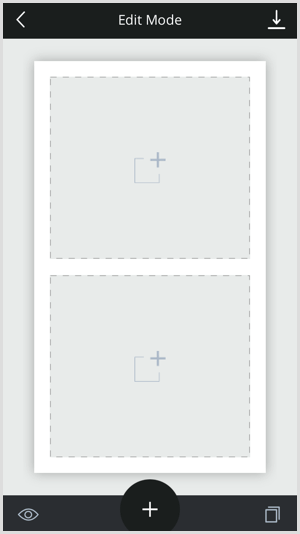 Klepnutím na ikonu + v šabloně Rozbalit přidejte svůj obsah.