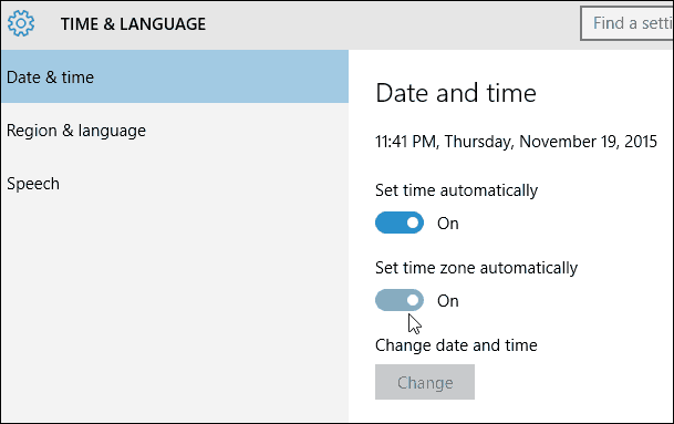 Automaticky nastavit časové pásmo Windows 10