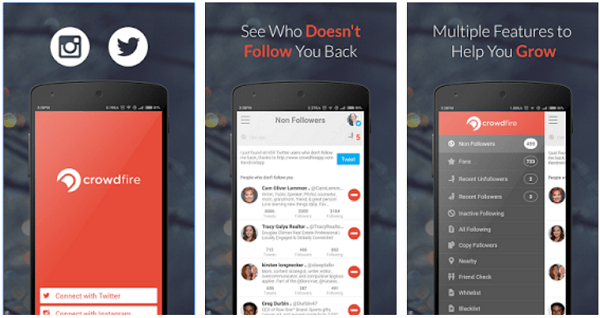 Crowdfire vám pomáhá publikovat na Twitteru a Instagramu, spravovat vaše sledující a další.