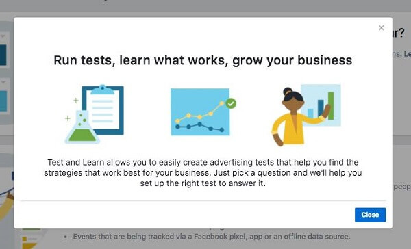 Facebook Business Manager uvádí nový nástroj Test and Learn.