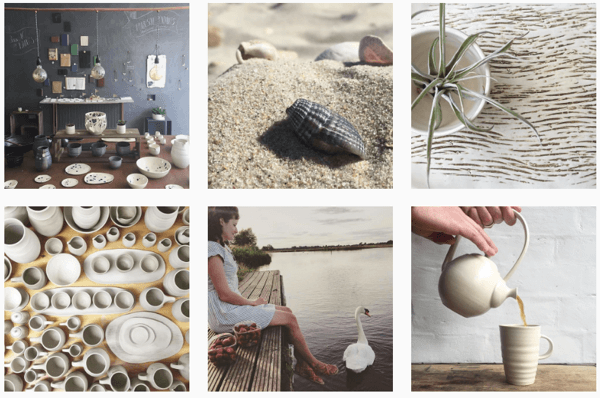 Illyria Pottery používá jeden filtr k vytvoření soudržného zdroje Instagramu.
