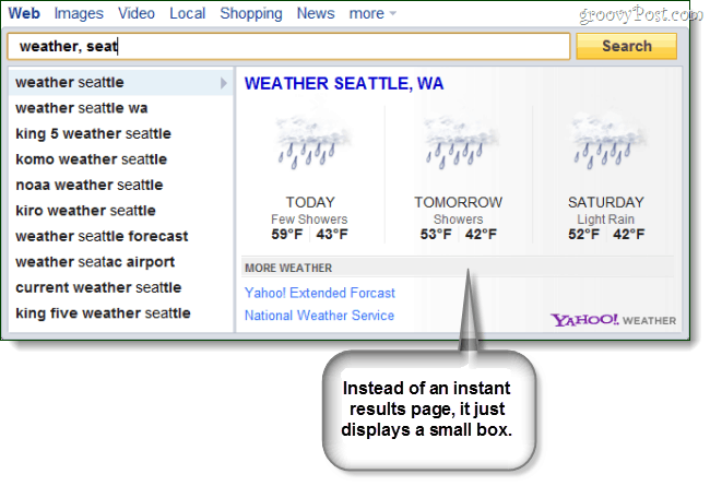Yahoo Search Direct pro počasí