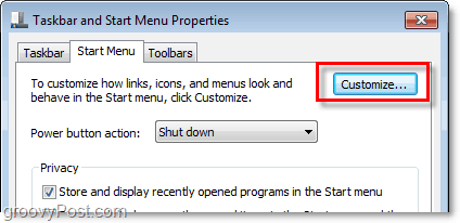 přizpůsobit Windows 7 start menu