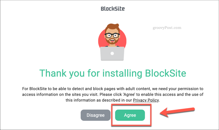 Schvalování oprávnění pro rozšíření Blokovat web