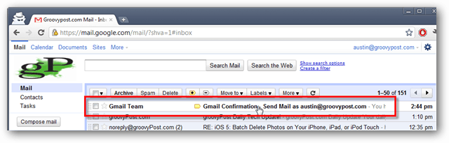 gmail inbox - ověřovací e-mail