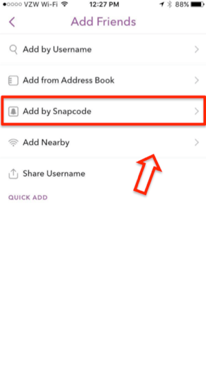 snapchat přidat pomocí snapcode