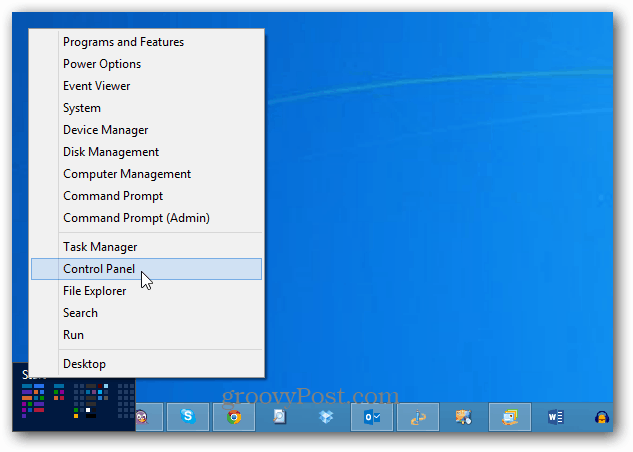 Ovládací panel Windows 8 Nabídka napájení