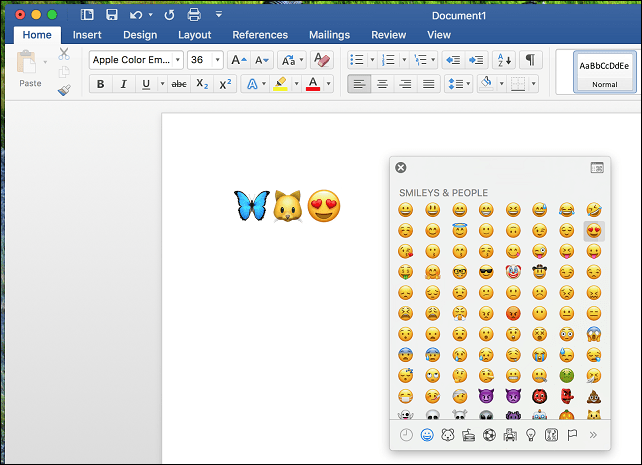 povolit emoji macos keyboard microsoft word