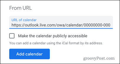 Přidání kalendáře aplikace Outlook do Kalendáře Google podle adresy URL