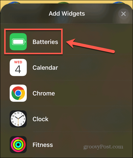 widget pro přidání baterie pro iphone