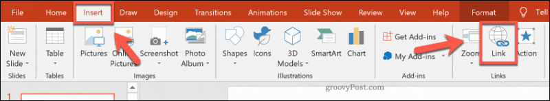 Vložení odkazu do aplikace PowerPoint