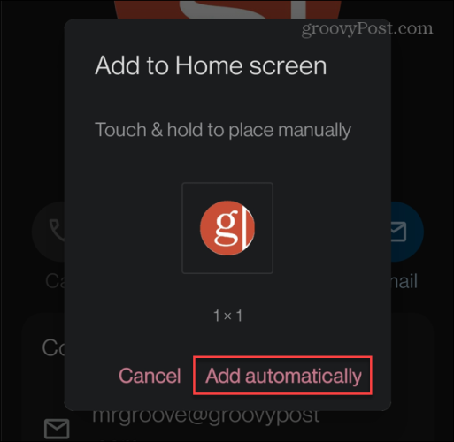 automaticky přidat kontakt na domovskou obrazovku Androidu