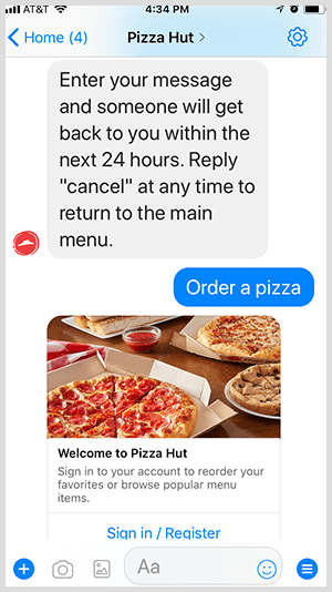Pizza Hut automatizuje objednávání pizzy přes Messenger robota.