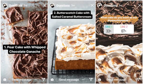 Potravinový časopis Bake From Scratch dal svým následovníkům Instagramu kontrolu nad svým plánem obsahu pomocí této rychlé ankety.