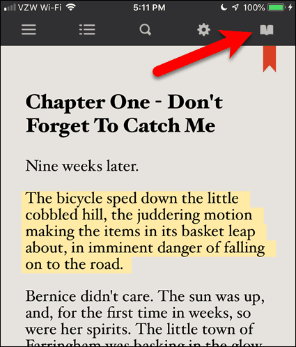 Klepněte na ikonu otevřené knihy v elektronické knize v BookFusion pro iOS