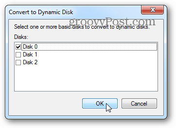 vyberte disky pro dynamické pole