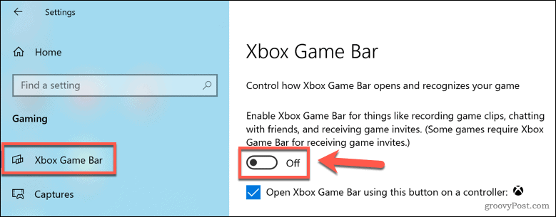 Zakázání herního panelu Xbox ve Windows 10