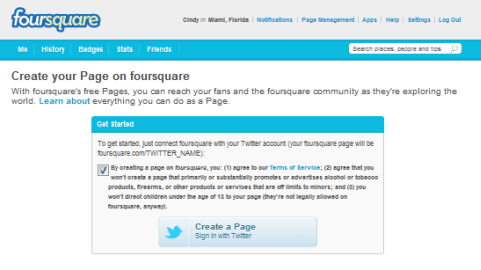 obchodní stránka foursquare