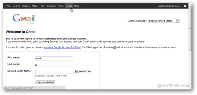 Jak vytvořit účet Google bez použití Gmailu