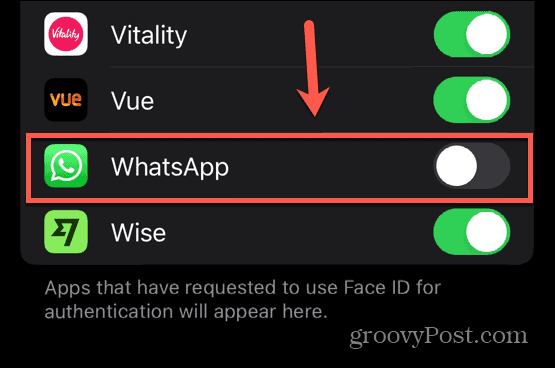 Whatsapp face id zakázáno