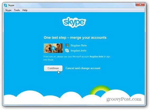 Skype sloučit s účtem Microsoft