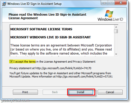 propojte svůj účet Windows 7 instalací asistenta přihlášení k živému id